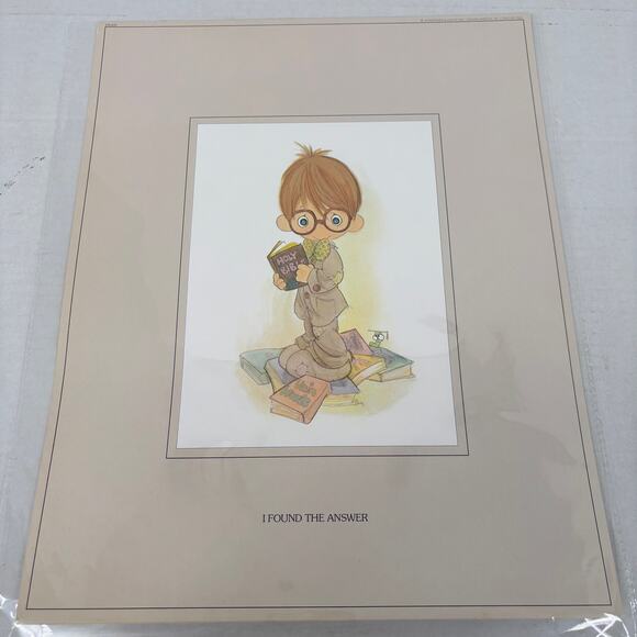 Precious Moments Poster Art Print I Found the Answer 14 Inch Jonathan & David - Picture 1 of 8